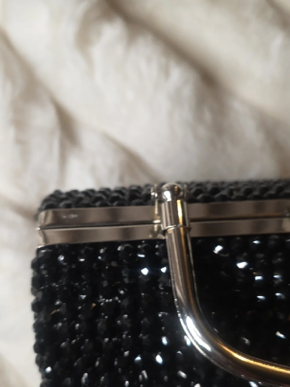 Black Beaded Evening Clutch Bag